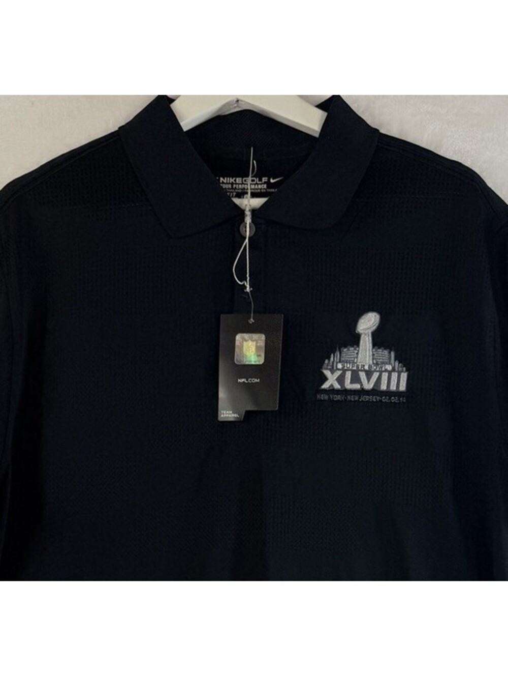 Nike Golf Super Bowl Polo Large Mens Seahawks Broncos Black Superbowl New NWT